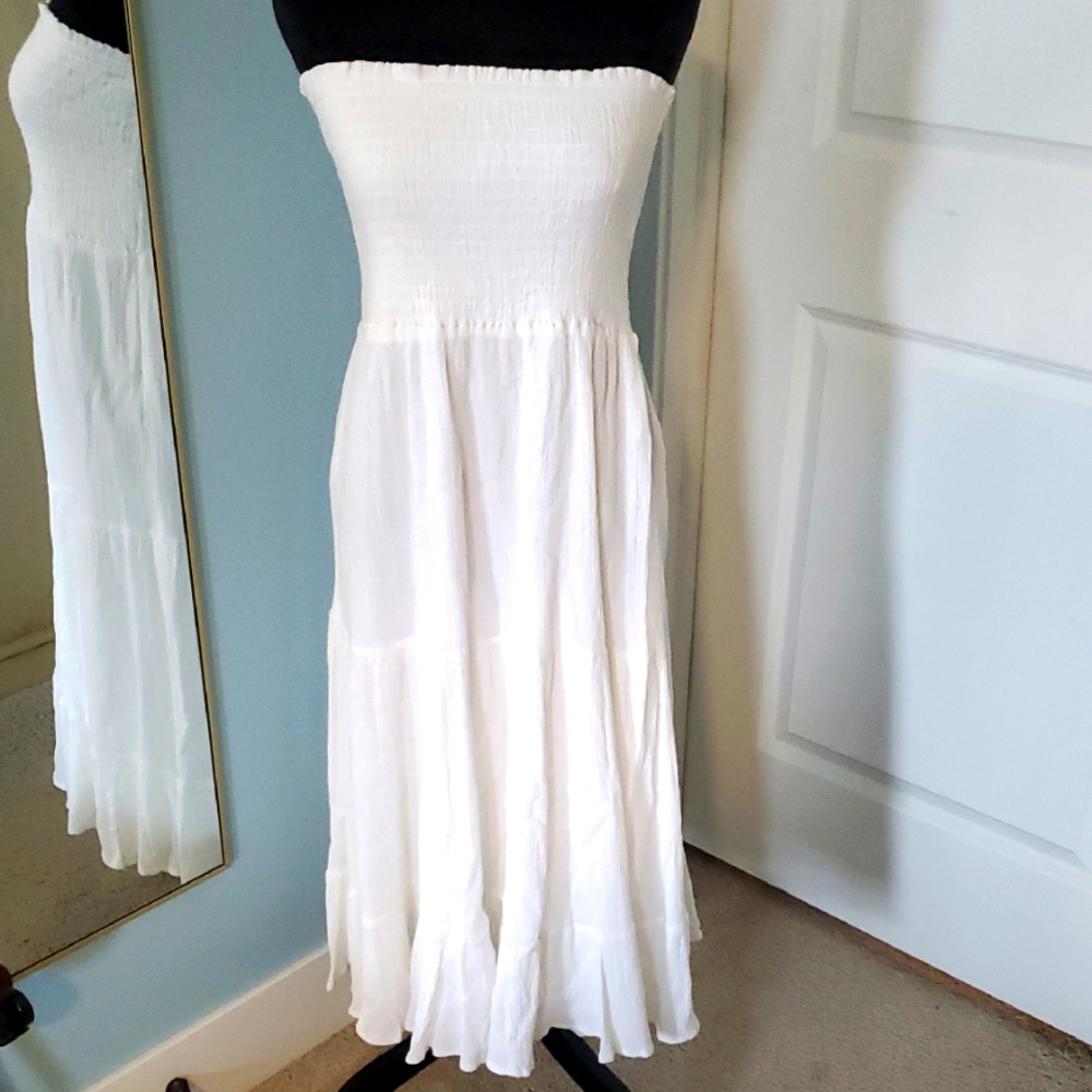 B.Young White Strapless Summer Dress/Skirt Sz S/M NWOT